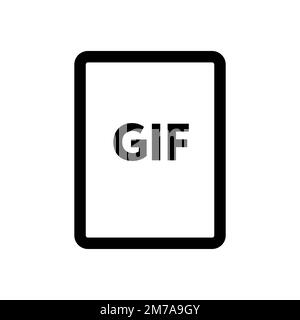 Symbolzeile der GIF-Datei isoliert auf weißem Hintergrund. Schwarzer, flacher Klassiker mit modernem Umriss. Lineares Symbol und bearbeitbare Kontur. Einfach und Pixel pro Stock Vektor