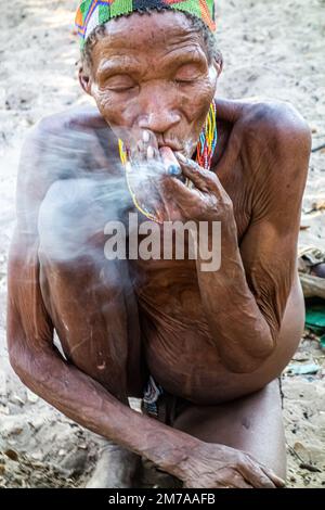 Gesichter der Welt: Buschmann der Kalihari Stockfoto