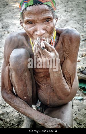 Gesichter der Welt: Buschmann der Kalihari Stockfoto