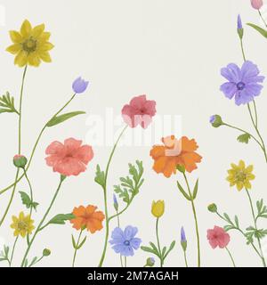 Sommer Blumen Grafik Vektor Hintergrund in fröhlichen Farben Social Media post Stock Vektor