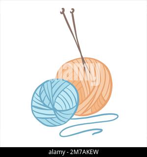 Vektor-Illustration im Doodle-Stil gefärbt. Garn zum Stricken Stock Vektor