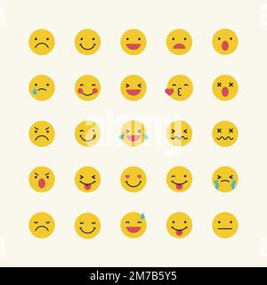 Rundes gelbes Emoticon, isoliert auf beigefarbenem Hintergrundvektor Stock Vektor