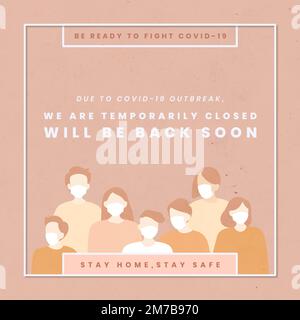 Wir sind vorübergehend geschlossen Coronavirus Vorlage Vektor Stock Vektor