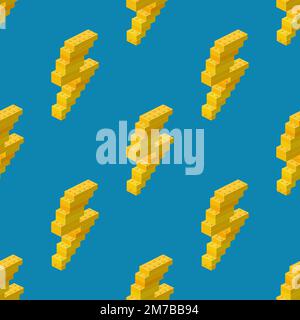 Isometrisches nahtloses Muster des Blitzes. Vektordarstellung Stock Vektor