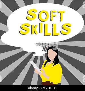 Schreiben mit Text Soft Skills. Konzept bedeutet persönliches Attribut, um effektiv mit anderen Menschen zu interagieren Stockfoto