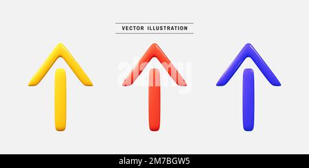 Bunte Pfeile 3D Symbolsatz. Realistic Design Elements Kollektion. vektordarstellung im minimalen Cartoon-Stil Stock Vektor