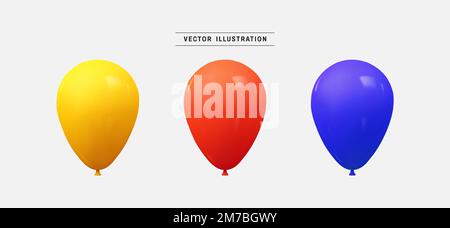 Farbenfrohe Ballons 3D Icon Set. Realistic Design Elements Kollektion. vektordarstellung im minimalen Cartoon-Stil Stock Vektor