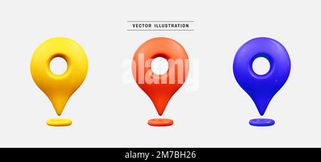 Kartenposition Pin-Cursor 3D Symbol Rendern. Realistic Design Elements Kollektion. vektordarstellung im minimalen Cartoon-Stil Stock Vektor