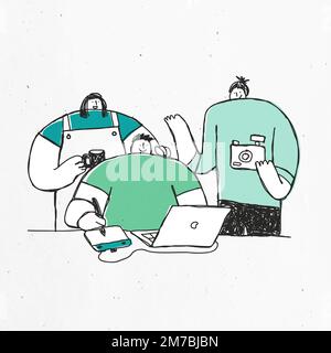 Grüner handgezeichneter Produktionsvektor mit Doodle Art Design Stock Vektor