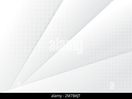 Abstraktes Vorlagendesign mit Farbverlauf, weißes und graues Papier, abgeschnitten mit Schatten. Überlappend mit kreisförmigem Halbtonhintergrund. Vektor Stock Vektor