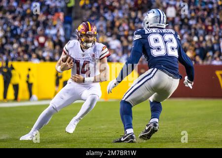 January 8, 2023 : Dallas Cowboys quarterback Dak Prescott (4) drops back to  pass during the game against the Washington Commanders in Landover, MD.  Photographer: Cory Royster (Credit Image: Â© Cory Royster/Cal