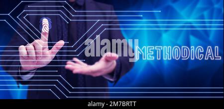 Textbeschriftung mit methodischer Darstellung. Geschäftskonzept Methodensystem, das in einer Studie oder einer Aktivität verwendet wird Stockfoto