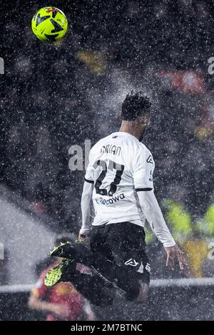 La Spezia, Italien. 08. Januar 2023. Alberto Picco Stadium, 08.01.23 Kelvin Amian (27 Spezia) während des Spiels der Serie A zwischen Spezia Calcio und US Lecce im Alberto Picco Stadium in La Spezia, Italia Soccer (Cristiano Mazzi/SPP) Kredit: SPP Sport Press Photo. Alamy Live News Stockfoto