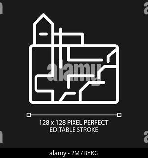 Untertagebau Pixel perfekt weißes lineares Symbol für dunkles Thema Stock Vektor