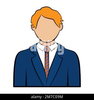 Symbol für Avatar-Profil für Geschäftsmann. Männergesicht mit Büroanzug und Krawatte. Vektordarstellung Stock Vektor