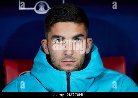 Madrid, Madrid, Spanien. 8. Januar 2023. Ferran Torres vom FC Barcelona während des Fußballspiels La Liga zwischen Atletico de Madrid und dem FC Barcelona im Civitas Metropolitano Stadium in Madrid, Spanien, 8. Januar 2023 (Kreditbild: © Ruben Albarran/ZUMA Press Wire) Stockfoto