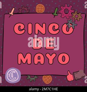 Handschrifttext Cinco De Mayo. Mexikanisch-amerikanische Geschäftsveranstaltung am 5. Mai Stockfoto