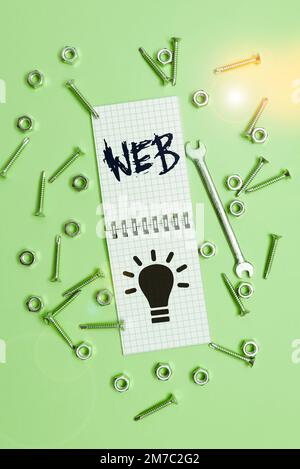 Konzeptionelle Beschriftung Web. Word für ein System von Internetservern, das speziell formatierte Dokumente unterstützt Stockfoto