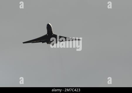 Zürich, Schweiz, 23. Dezember 2022 Gulfstream G650-Flugzeuge starten von Landebahn 32 Stockfoto