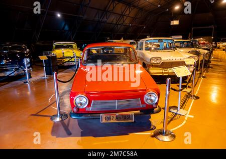 Anadol 1967 Retro-Automodell im Automuseum in Ankara. Anadol war das erste in der Türkei hergestellte Unternehmen für Personenkraftwagen in der Serienproduktion. Stockfoto