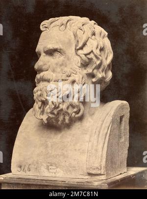 Marmorbüste griechischer Philosophen, griechische Skulptur, Albumindruck, 1870er Stockfoto