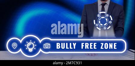 Schreiben mit Textanzeige „Bully Free Zone“. Konzeptfotos Respekt vor anderen Mobbing ist hier nicht erlaubt Stockfoto