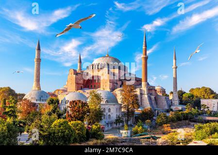 Fantastische Aussicht auf die Hagia Sophia in Istanbul, Türkei Stockfoto