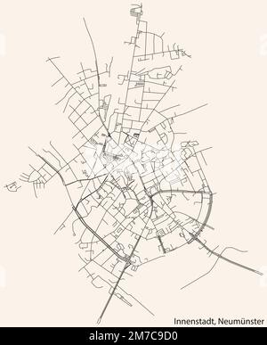 Straßenkarte des STADTMITTE-VIERTELS NEUMÜNSTER Stock Vektor