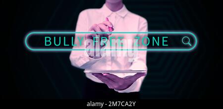 Schild mit der Aufschrift „Bully Free Zone“. Geschäftsidee respektvoll gegenüber anderen Mobbing ist hier nicht erlaubt Stockfoto