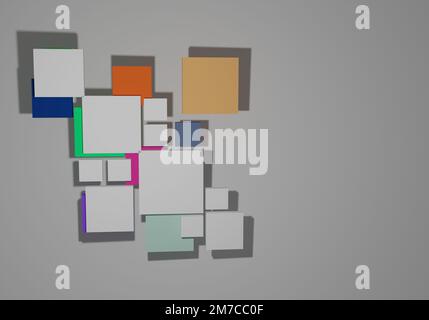 Verschiedene Formen von 3D-Rendering-Designs, die für Posterhintergründe oder andere Zwecke verwendet werden können Stockfoto