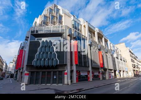 Außenansicht des Gebäudes des Hôtel des Ventes Drouot, eines französischen Unternehmens, das sich auf Auktionen und den Kunstmarkt in Paris, Frankreich, spezialisiert hat Stockfoto