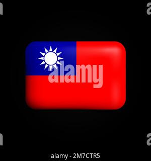 Symbol für Taiwan-Flagge 3D. Nationale Flagge Taiwans. Vektordarstellung Stock Vektor