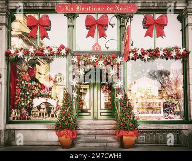 Weihnachtsgeschäft, La Boutique de Noel, ganzjährig geöffnet, Altstadt von Quebec, Quebec, Kanada Stockfoto