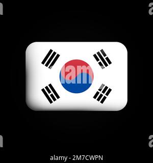 Südkorea Flaggen-3D-Symbol. Nationale Flagge Südkoreas. Vektordarstellung Stock Vektor