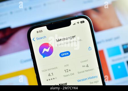 Neu Delhi, Indien – 07. Januar 2023: Facebook-Messenger auf Smartphone Stockfoto