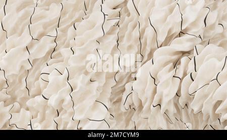 Detail eines Felsens mit blauen Varianten. Voller Kurven und glatt. Nahaufnahme von Steinen, Textur dramatisch. 3D-Rendering Stockfoto