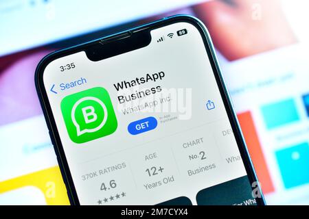 Neu Delhi, Indien – 07. Januar 2023: WhatsApp Business App auf Smartphone Stockfoto