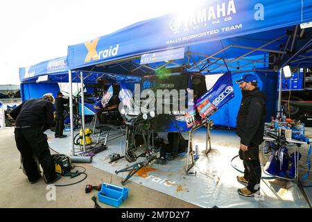 X-RAID Yamaha Supported Team, Yamaha, SSV, FIA W2RC, Mechaniker bei der Arbeit während des restlichen Tages des Dakar 2023 in Riad am 9. Januar 2023 in Riad, Saudi-Arabien - Photo Florent Gooden / DPPI Stockfoto