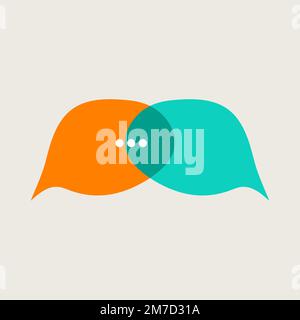 Zwei handgezeichnete Comic-Kommentare. Zwei Wolkenmeldungen, Dialogsymbol. Flaches Logo für Kommunikationsvektor Stock Vektor