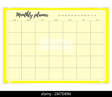Vorlage für Monatsplaner. Leere Notizbuchseite. Papierbogen Stock Vektor