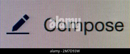 Nahaufnahme des E-Mail-Signals auf dem Bildschirm Stockfoto