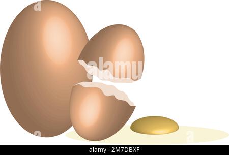 Set aus realistischen weißen, dunkelbraunen und hellbraunen Hühnereiern. Vektordarstellung isoliert auf weißem Hintergrund Stock Vektor