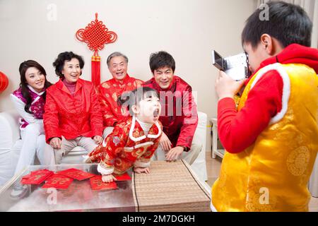 Familienleben mit traditionellen chinesischen Stil Stockfoto