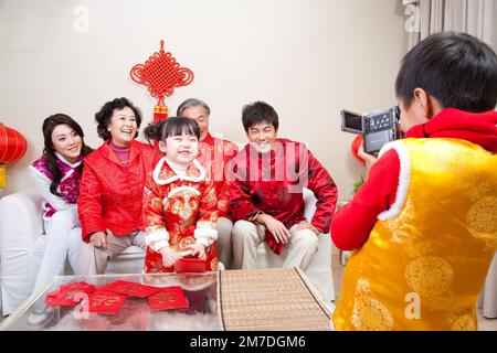 Familienleben mit traditionellen chinesischen Stil Stockfoto