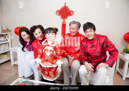 Familienleben mit traditionellen chinesischen Stil Stockfoto