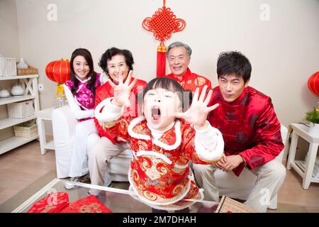 Familienleben mit traditionellen chinesischen Stil Stockfoto