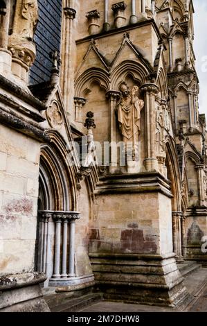 Early English Gothic Salisbury Cathedral in Salisbury, Wiltshire, England. Stockfoto