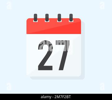 Der siebenundzwanzigste Tag des Monats mit Datum 27, Tag 27 Logo-Design. Kalendersymbol flacher Tag 27. Erinnerungssymbol. Datum des Veranstaltungsplans. Stock Vektor