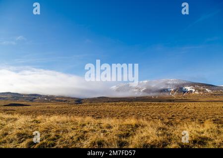 Herbstliche Natur am See Vesturhopsvatn in Nordisland Stockfoto