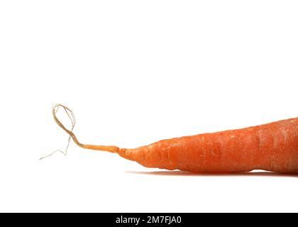 Isolierte halbe Karotte auf weißem Hintergrund. Stockfoto